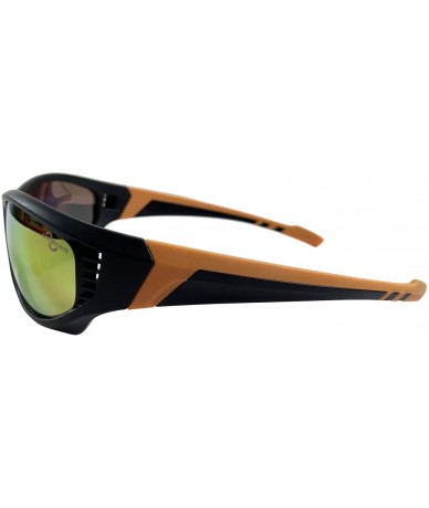 Sport Polarized Sunglasses Protection Driving - Matt Black+orange - CD19C4WKEZ6 $19.56