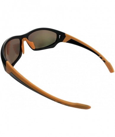 Sport Polarized Sunglasses Protection Driving - Matt Black+orange - CD19C4WKEZ6 $19.56