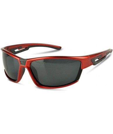 Goggle Lightweight Rectangular Polarized Sunglasses for Fishing- Driving- Golf- Cycling and Travel - Red - C018USLMACH $17.85