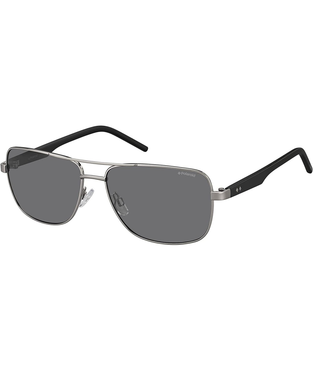 Rectangular Men's Pld2042/S Rectangular Sunglasses - Ruthenium Black/Gray Polarized - C012MXXYDN0 $93.30