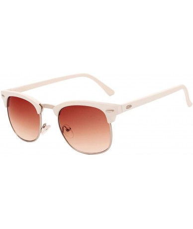 Rimless UV400 Sunglasses WoLuxury Vintage Semi Rimless Brand Designer Mirror Shades - White Gold Brown - CO18W4EG5MC $41.16