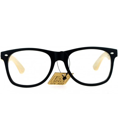 Wayfarer Bamboo Wood Arm Hipster Horn Rim Eco Eye Glasses - Matte Black - CS12N3548GH $19.76