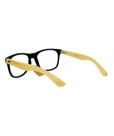 Wayfarer Bamboo Wood Arm Hipster Horn Rim Eco Eye Glasses - Matte Black - CS12N3548GH $19.76