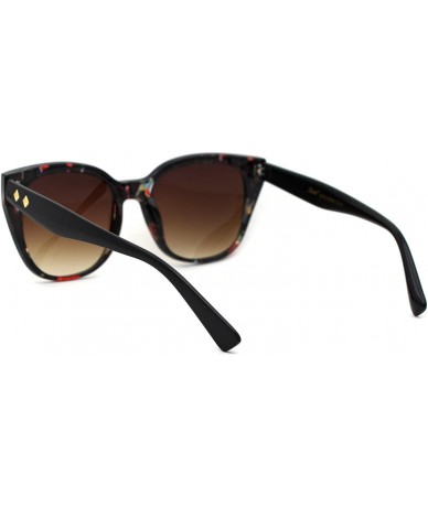 Oversized Womens Thick Oversize Cat Eye Shape Designer Sunglasses - Dark Floral Brown - CW18YTNYLXU $19.29