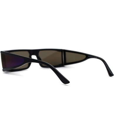 Square Futuristic Warp Around Side Visor Lens 80s Square Sunglasses - Black Blue Mirror - C5195SS6GHL $23.21