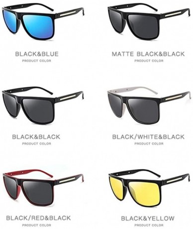 Square Polarized Sunglasses Nigt vision for Men UV400 Driving Sunglasses Gradient Sun Glasses - Black Blue - C5199KAXOLR $22.39