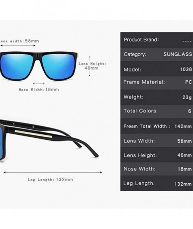 Square Polarized Sunglasses Nigt vision for Men UV400 Driving Sunglasses Gradient Sun Glasses - Black Blue - C5199KAXOLR $22.39