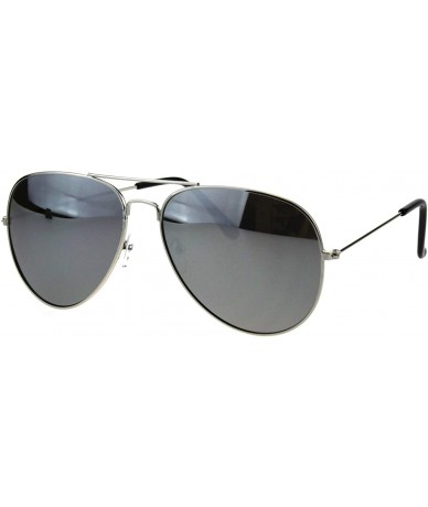 Aviator Classic Aviator Sunglasses Thin Metal Cop Pilot Unisex Aviators UV 400 - Silver (Silver Mirror) - C318IGIR3Z3 $19.24