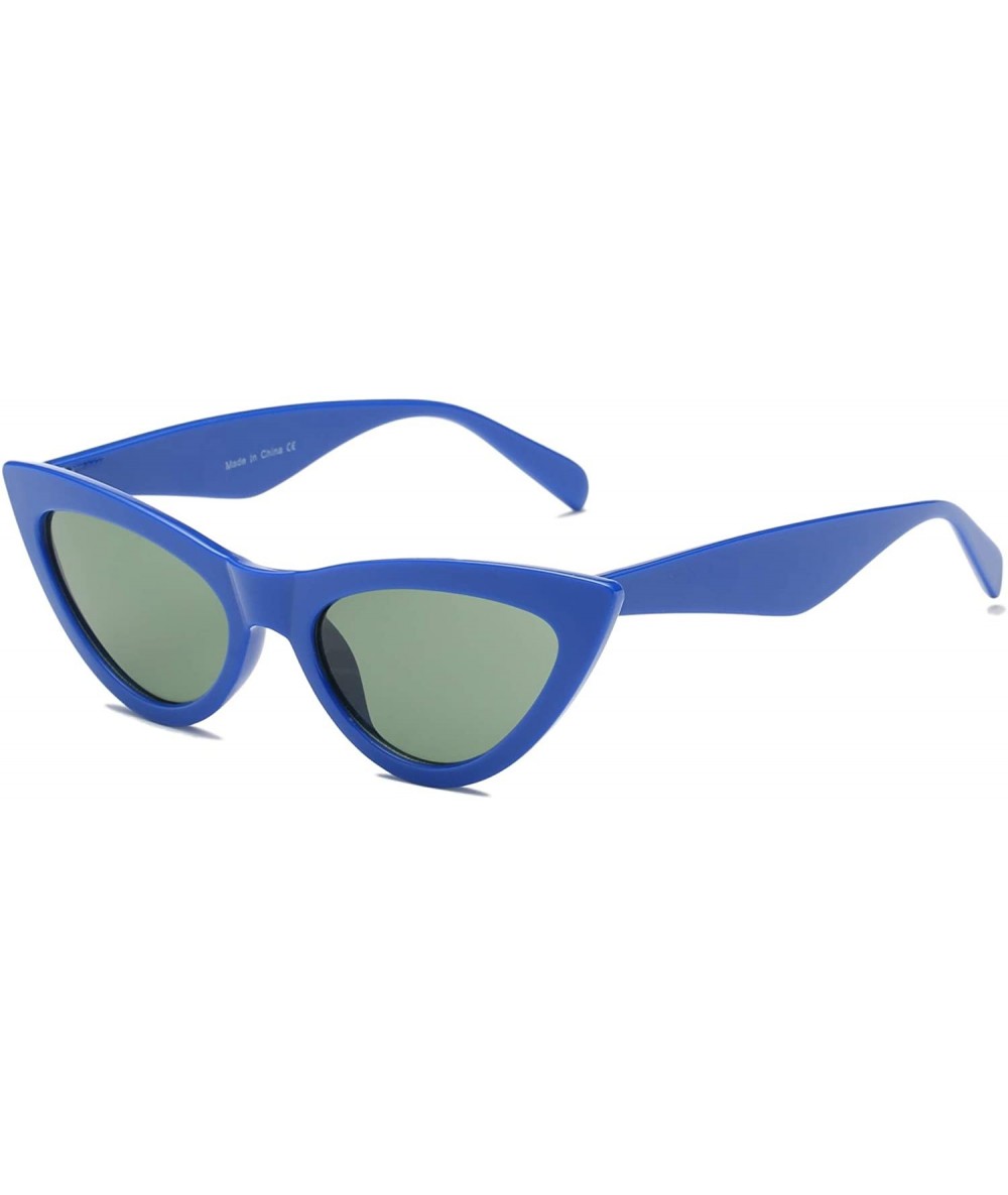 Round Women Retro Vintage Round Cat Eye Fashion Sunglasses - Blue - C618WSEO7UL $36.81