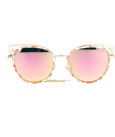 Cat Eye Womens Retro Designer Cat Eye Wire Horn Rim Diva Sunglasses - Pink White - C212O4DVBEF $19.24