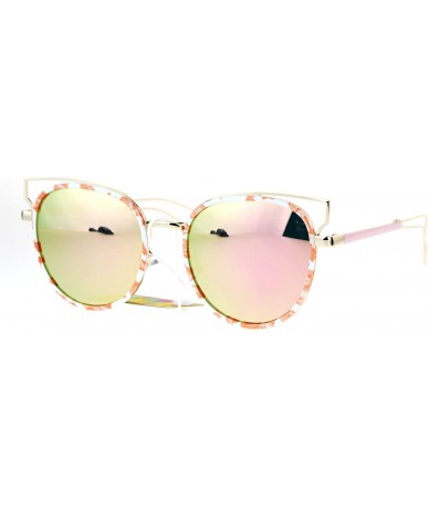 Cat Eye Womens Retro Designer Cat Eye Wire Horn Rim Diva Sunglasses - Pink White - C212O4DVBEF $19.24