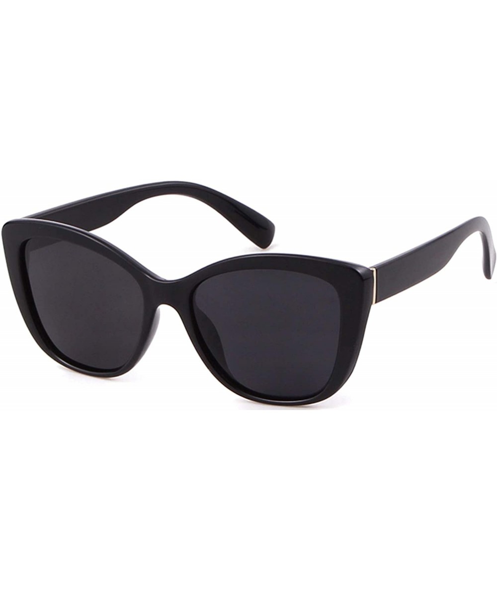 Square Vintage Square Women Sunglasses Cat Eye Design Frame Clear Polarized Lens - Black Frame Grey Lens - C0198R9G5D9 $21.84