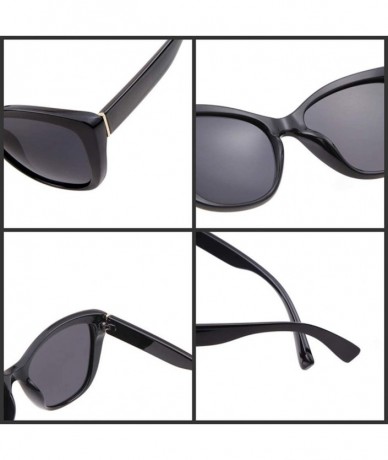 Square Vintage Square Women Sunglasses Cat Eye Design Frame Clear Polarized Lens - Black Frame Grey Lens - C0198R9G5D9 $21.84