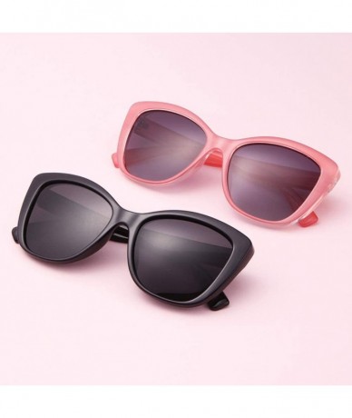 Square Vintage Square Women Sunglasses Cat Eye Design Frame Clear Polarized Lens - Black Frame Grey Lens - C0198R9G5D9 $21.84