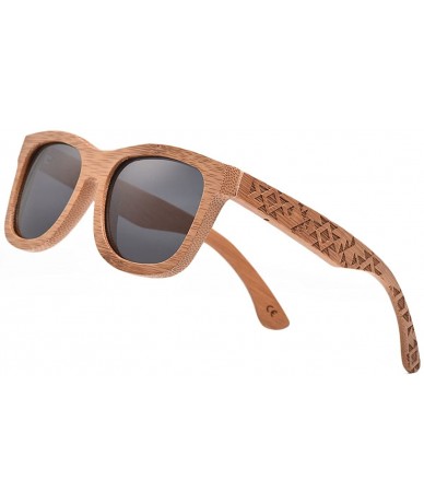 Aviator Bamboo Wood Polarized Sunglasses For Men & Women - Temple Carved Collection - CC188R7QRLR $42.35