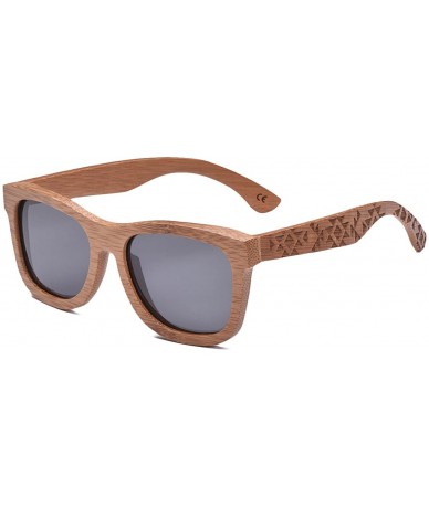 Aviator Bamboo Wood Polarized Sunglasses For Men & Women - Temple Carved Collection - CC188R7QRLR $42.35