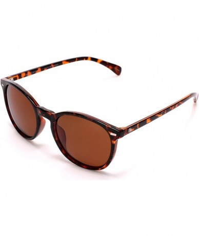 Oval Polarized Round Verona Horned Rim Sunglasses - Brown - C7182043077 $25.06