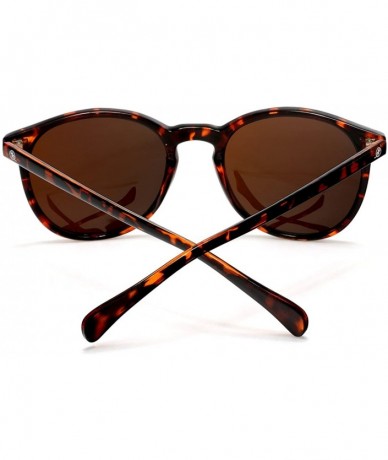 Oval Polarized Round Verona Horned Rim Sunglasses - Brown - C7182043077 $25.06