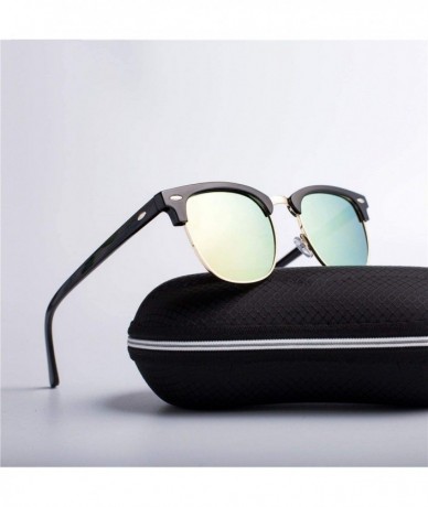 Square Half Metal Fashion New Sunglasses Men/Women Brand Designer Retro Rivet Lens Sun Glasses Female - C6 - CP18S9CDEQT $18.03