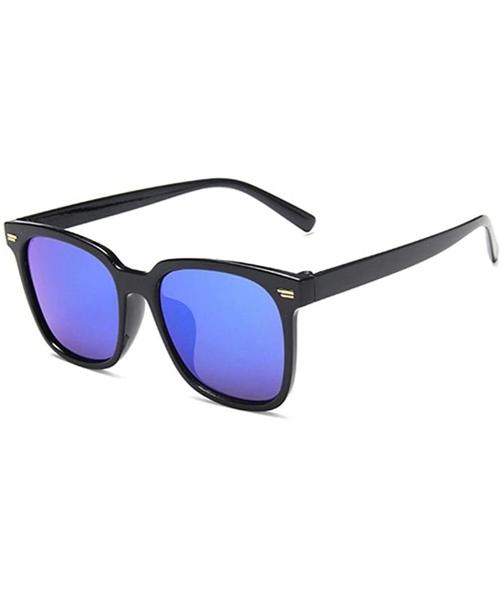 Square Women Square Sunglasses Vintage Rivet Sun Glasses Female Mirror Glasses Blue Pink UV400 - Blackblue - CS1902YIS7Y $18.94