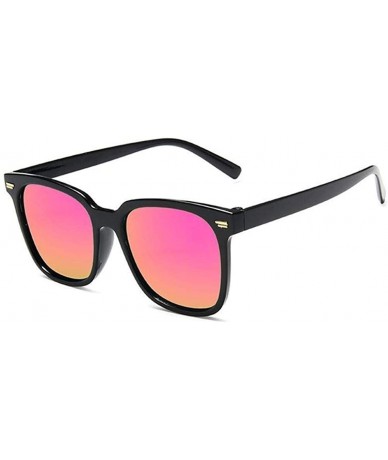 Square Women Square Sunglasses Vintage Rivet Sun Glasses Female Mirror Glasses Blue Pink UV400 - Blackblue - CS1902YIS7Y $18.94