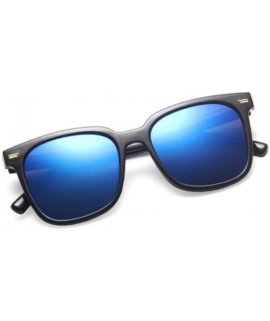 Square Women Square Sunglasses Vintage Rivet Sun Glasses Female Mirror Glasses Blue Pink UV400 - Blackblue - CS1902YIS7Y $18.94