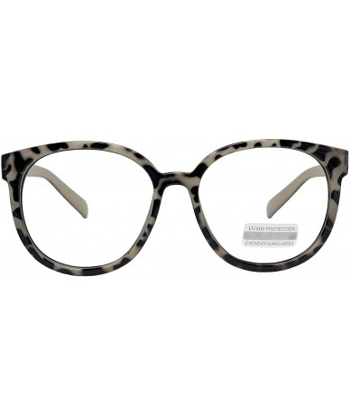 Square Oversized Big Round Horn Rimmed Eye Glasses Clear Lens Oval Frame Non Prescription - Beige Leopard 92815 - CB18CK6RWWO...