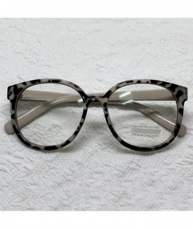 Square Oversized Big Round Horn Rimmed Eye Glasses Clear Lens Oval Frame Non Prescription - Beige Leopard 92815 - CB18CK6RWWO...