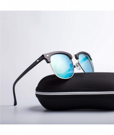 Square Half Metal Fashion New Sunglasses Men/Women Brand Designer Retro Rivet Lens Sun Glasses Female - C6 - CP18S9CDEQT $18.03