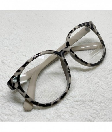 Square Oversized Big Round Horn Rimmed Eye Glasses Clear Lens Oval Frame Non Prescription - Beige Leopard 92815 - CB18CK6RWWO...