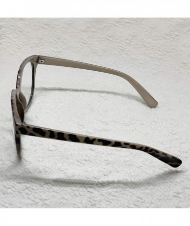 Square Oversized Big Round Horn Rimmed Eye Glasses Clear Lens Oval Frame Non Prescription - Beige Leopard 92815 - CB18CK6RWWO...