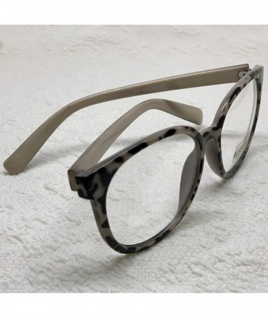 Square Oversized Big Round Horn Rimmed Eye Glasses Clear Lens Oval Frame Non Prescription - Beige Leopard 92815 - CB18CK6RWWO...