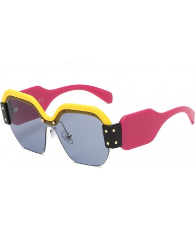 Oversized Women Retro Bold Modern Half Frame UV Protection Colored Oversized Fashion Sunglasses - Fusa - CB18WR9T4IL $48.93