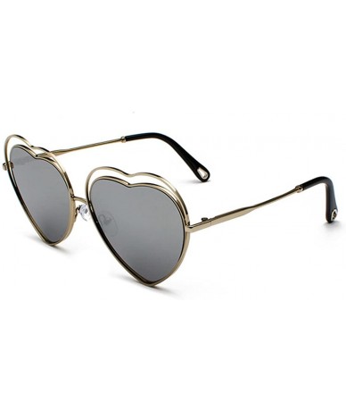 Oval Men's & Women's Glasses Metal Frame Colored Gradient Lens Sunglasses - Silver Frame Mercury Film - CX18EQG25H3 $21.88