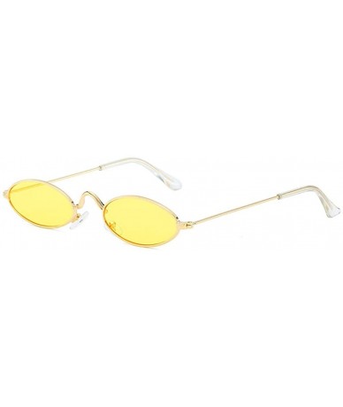 Square Unisex Small Frame Oval Sunglasses for Men and Women Trendy Fashion Sunglasses Metal Frame - E - C61908O0ISY $18.34