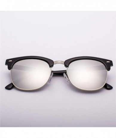 Square Half Metal Fashion New Sunglasses Men/Women Brand Designer Retro Rivet Lens Sun Glasses Female - C6 - CP18S9CDEQT $18.03