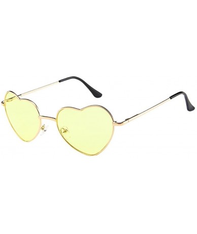 Sport Women Men Sunglasses-Retro Metal Frame Sunglasses Heart Shape Stylish Eyewear - B - C818EMX5G0A $17.63