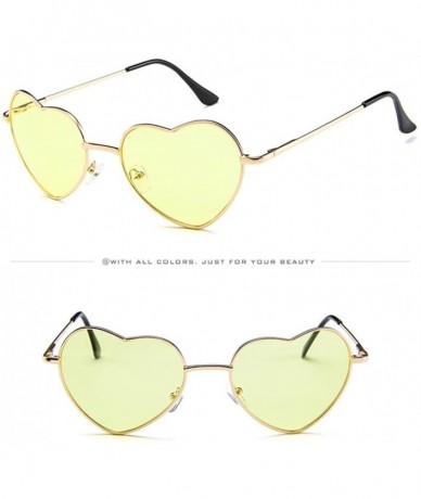 Sport Women Men Sunglasses-Retro Metal Frame Sunglasses Heart Shape Stylish Eyewear - B - C818EMX5G0A $17.63