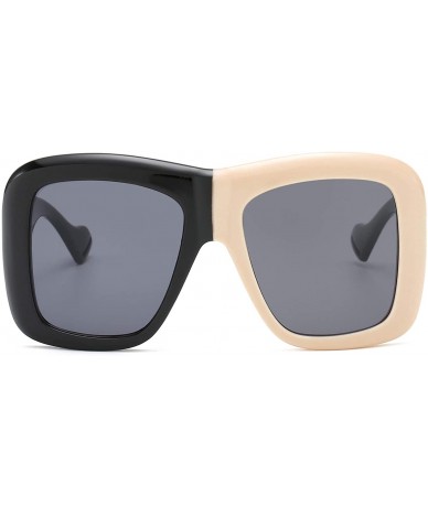 Square Oversized Square Sunglasses Women Multi Tinted Frame Designer Inspired Fashion shades - Black-white - CE18O6GCHGT $22.67