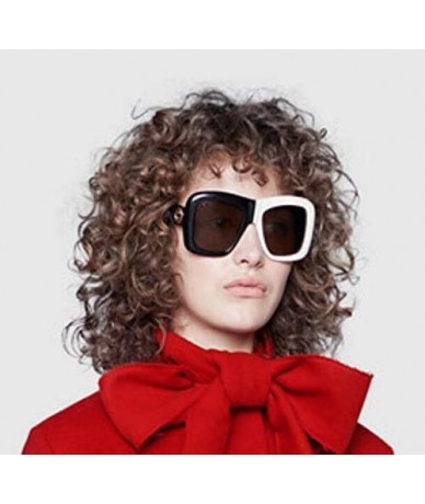 Square Oversized Square Sunglasses Women Multi Tinted Frame Designer Inspired Fashion shades - Black-white - CE18O6GCHGT $22.67