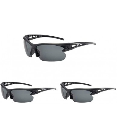 Rectangular 3 Pieces Sunglasses Men's Windproof Sunglasses Rectangular Sunglasses - Black - CH194LEGZ09 $22.09