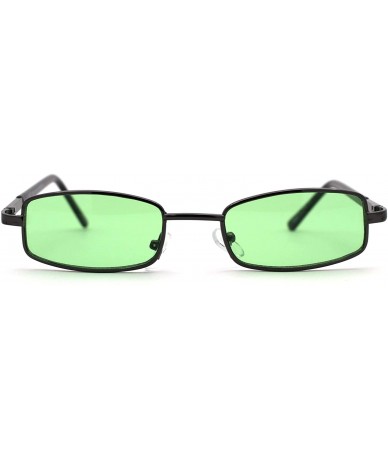 Oversized Extra Small Mens Rectangular Metal Rim Classic Color Lens Sunglasses - Gunmetal Green - C911J5JP2J3 $19.02