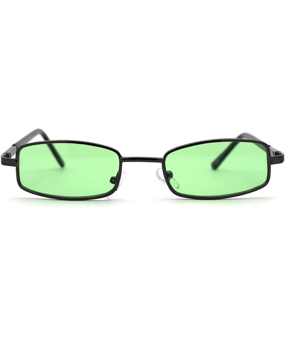 Oversized Extra Small Mens Rectangular Metal Rim Classic Color Lens Sunglasses - Gunmetal Green - C911J5JP2J3 $19.02