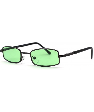 Oversized Extra Small Mens Rectangular Metal Rim Classic Color Lens Sunglasses - Gunmetal Green - C911J5JP2J3 $19.02