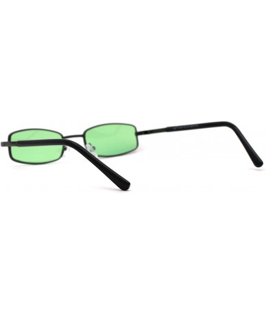 Oversized Extra Small Mens Rectangular Metal Rim Classic Color Lens Sunglasses - Gunmetal Green - C911J5JP2J3 $19.02