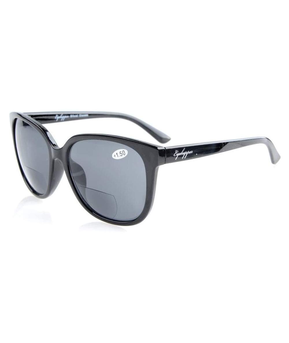 Oversized Oversize Bifocal Sunglassess Black +1.0 - Black - CQ12GPC57HT $18.75