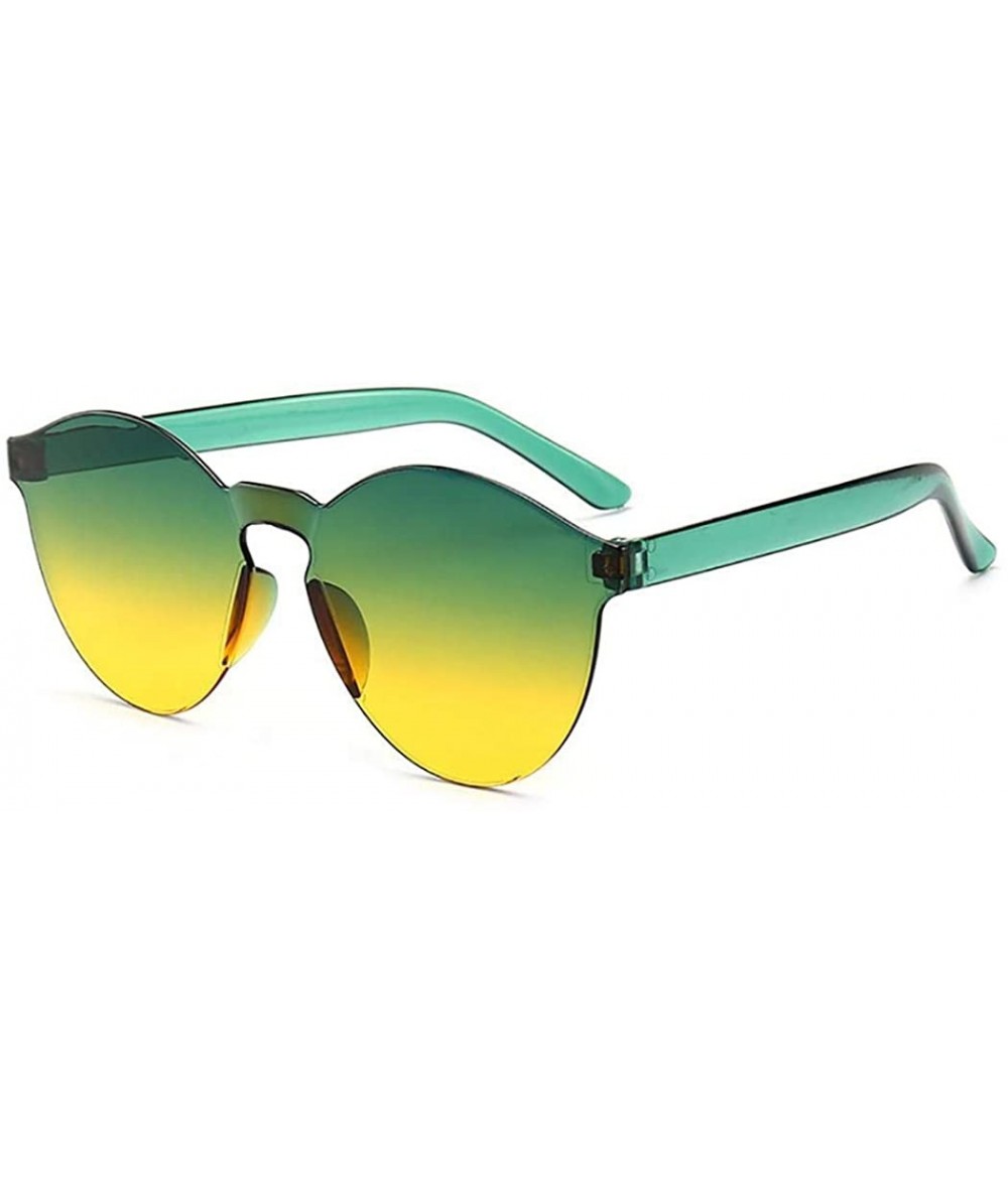 Round Unisex Fashion Candy Colors Round Outdoor Sunglasses Sunglasses - Green Yellow - CR190L0KU85 $28.73