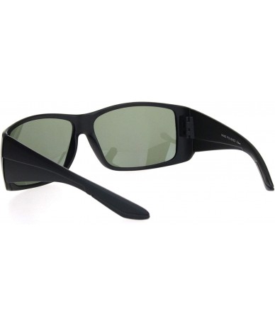 Oversized Mens Thick Temple Glass Lens Rectangular Warp Black Cholo Sunglasses - Matte Black - CU18OWZAIAA $17.81