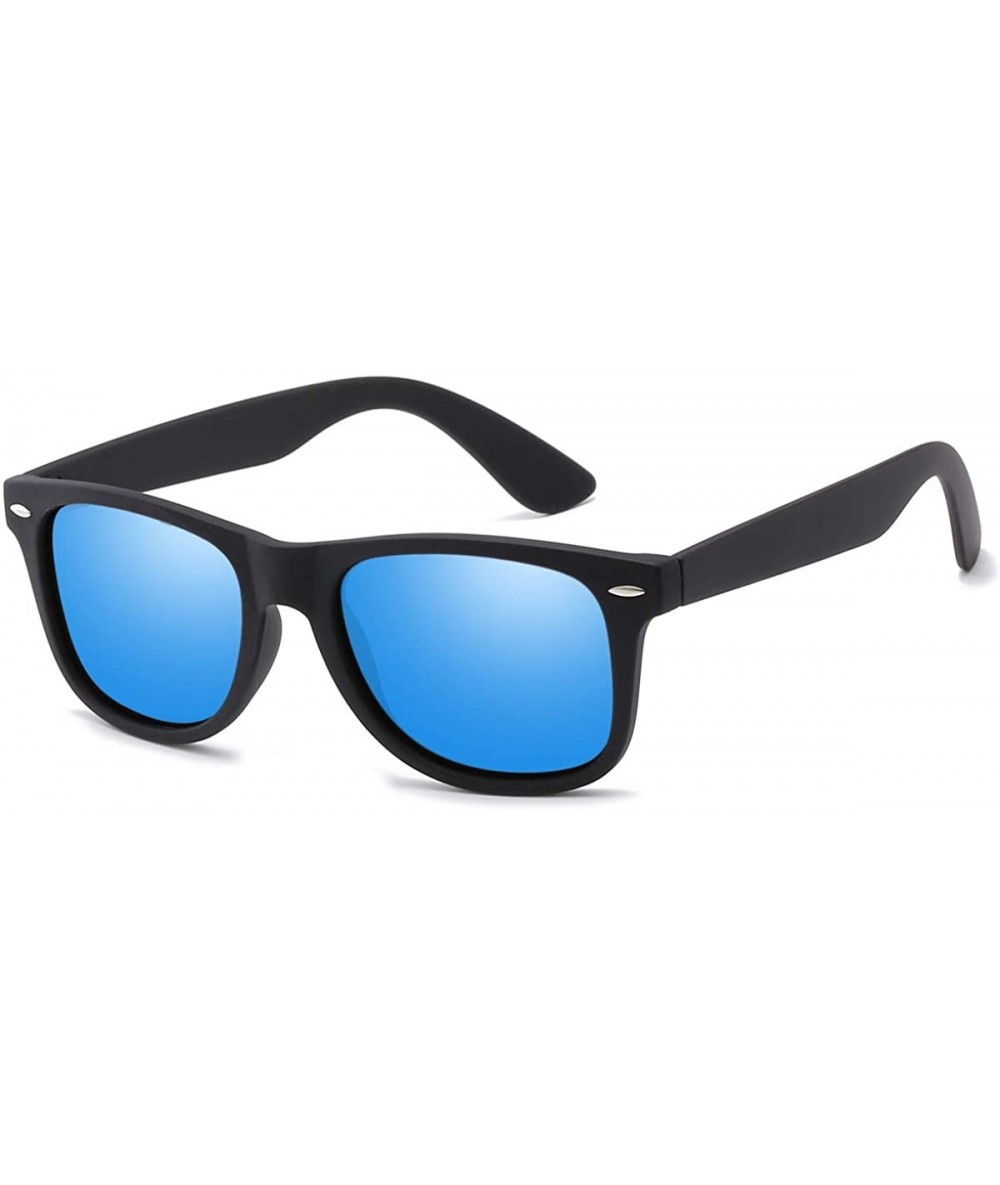 Sport Polarized Sunglasses 80's Retro Classic Stylish For Men Women - Black&blue - CD18MGKIKY8 $18.53