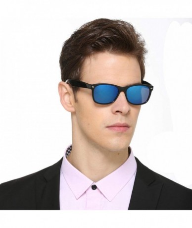 Sport Polarized Sunglasses 80's Retro Classic Stylish For Men Women - Black&blue - CD18MGKIKY8 $18.53